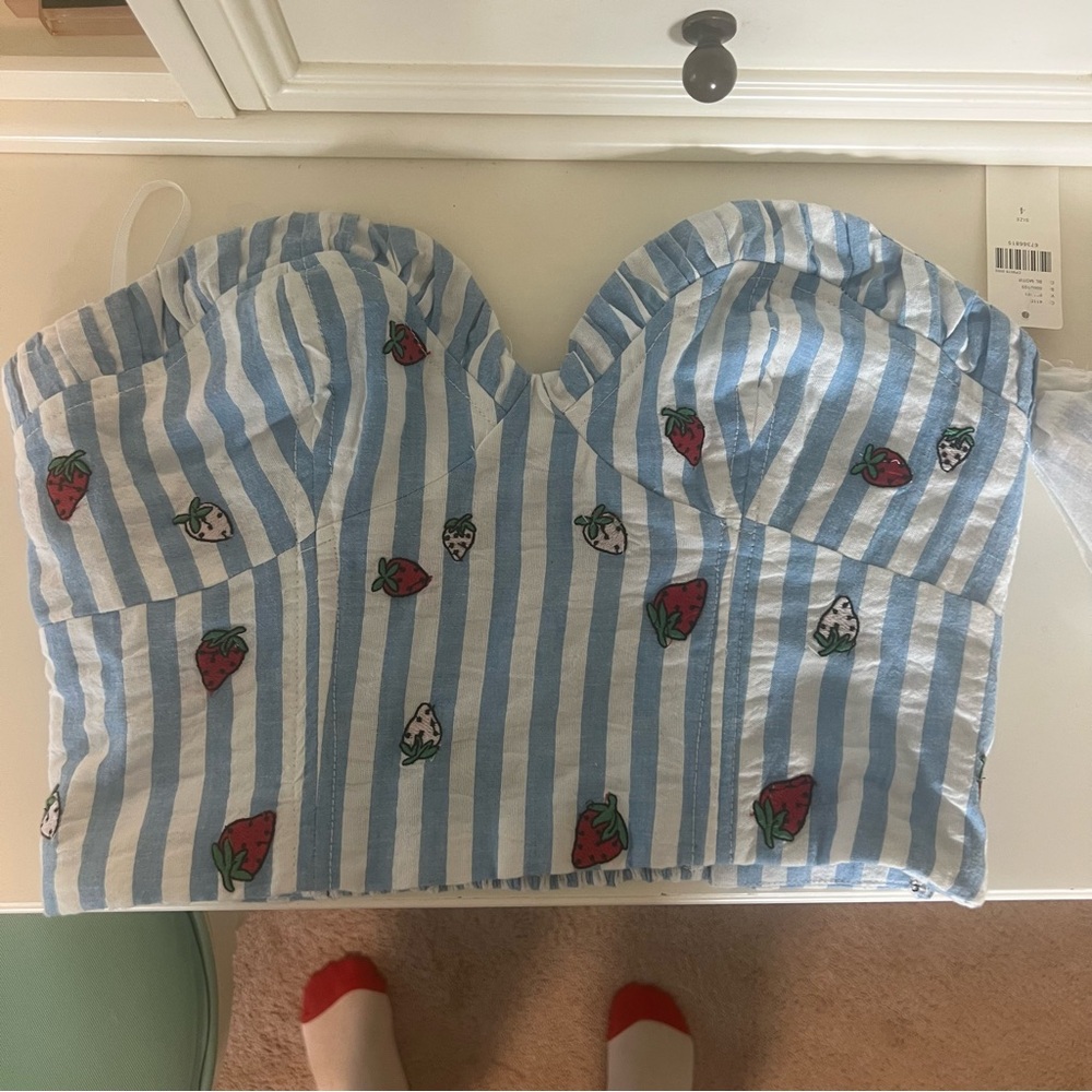 Anthropologie striped strawberry top